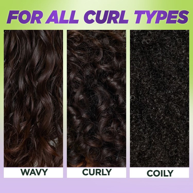Swatches of brown wavy, curly and coily hair types.